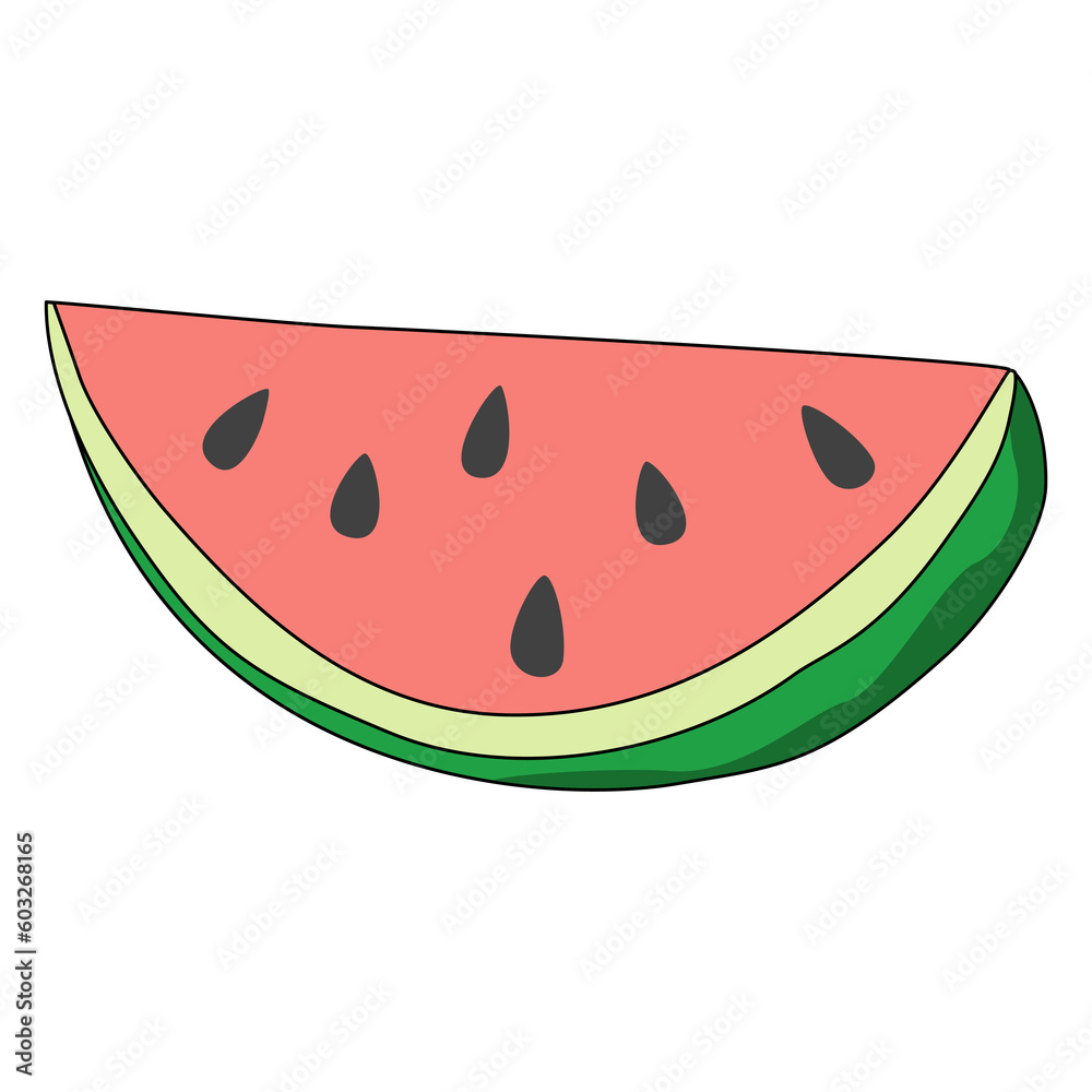 Fresh ripe watermelon slice flat vector illustration Fresh ripe watermelon slice flat vector illustration