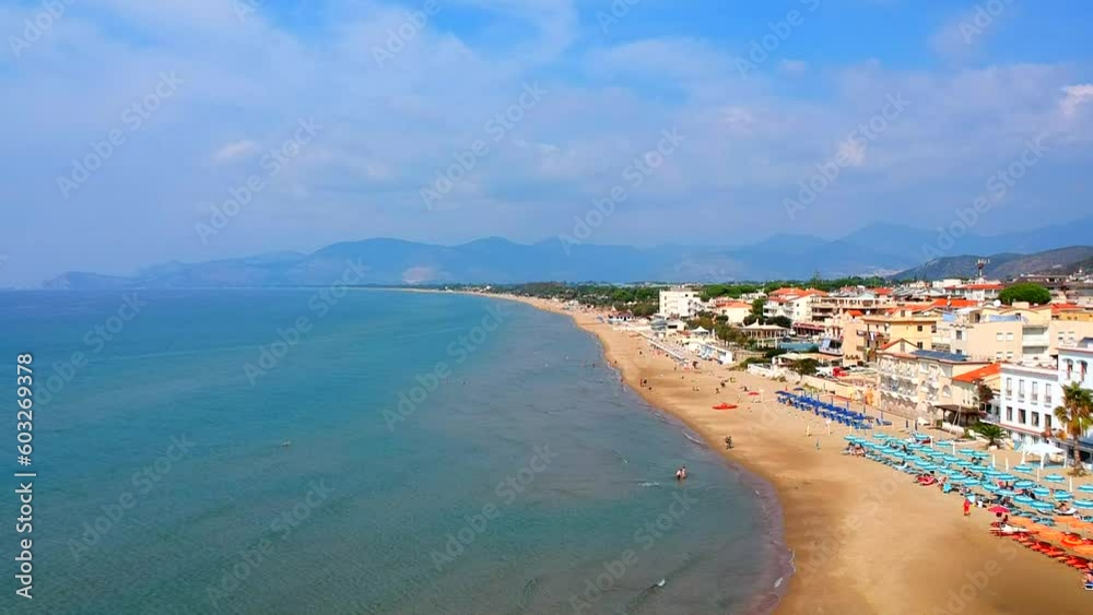 Panoramic sea beach view with Terracina, Lazio, Italy, Europe Panoramic sea beach view with Terracina, Lazio, Italy, Europe