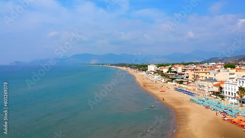Panoramic sea beach view with Terracina, Lazio, Italy, Europe