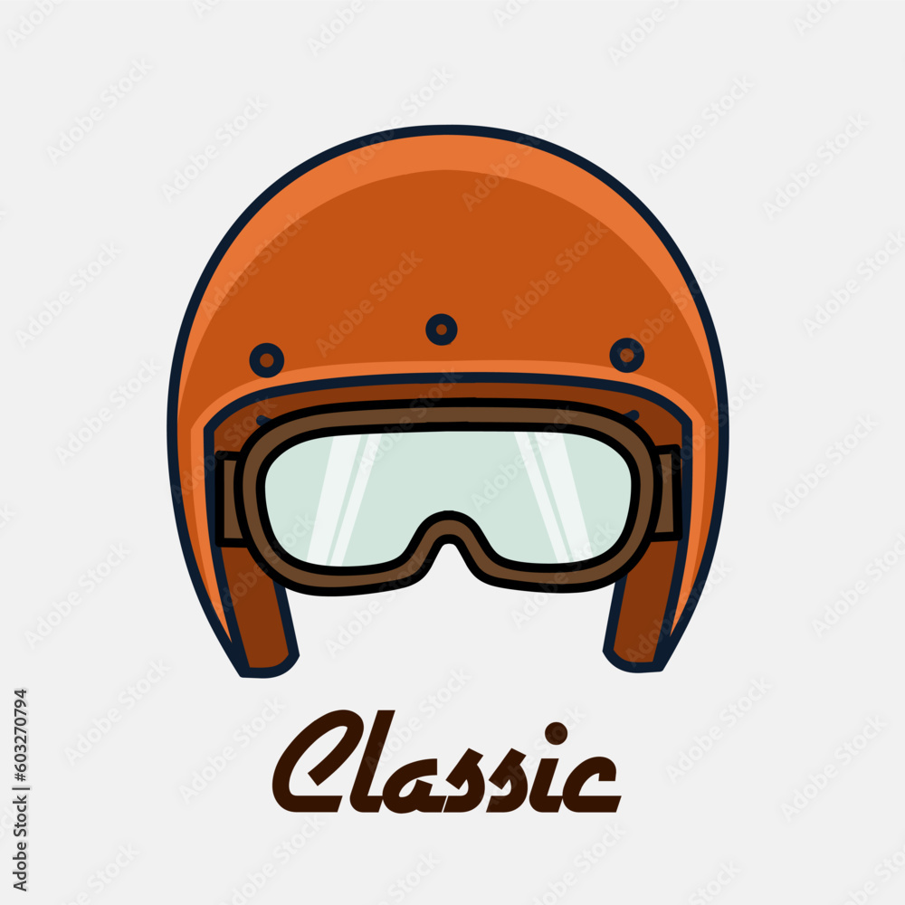 illustration vector of classic helmet with glasses perfect for print,etc illustration vector of classic helmet with glasses perfect for print,etc