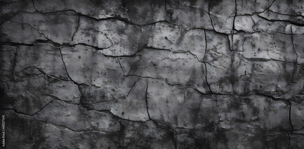 Fototapeta premium Cracked Elegance: Dark Black Stone Texture with Grunge and Muted Soft Light, Dark Background Wallpaper with gentle, calm feeling to it