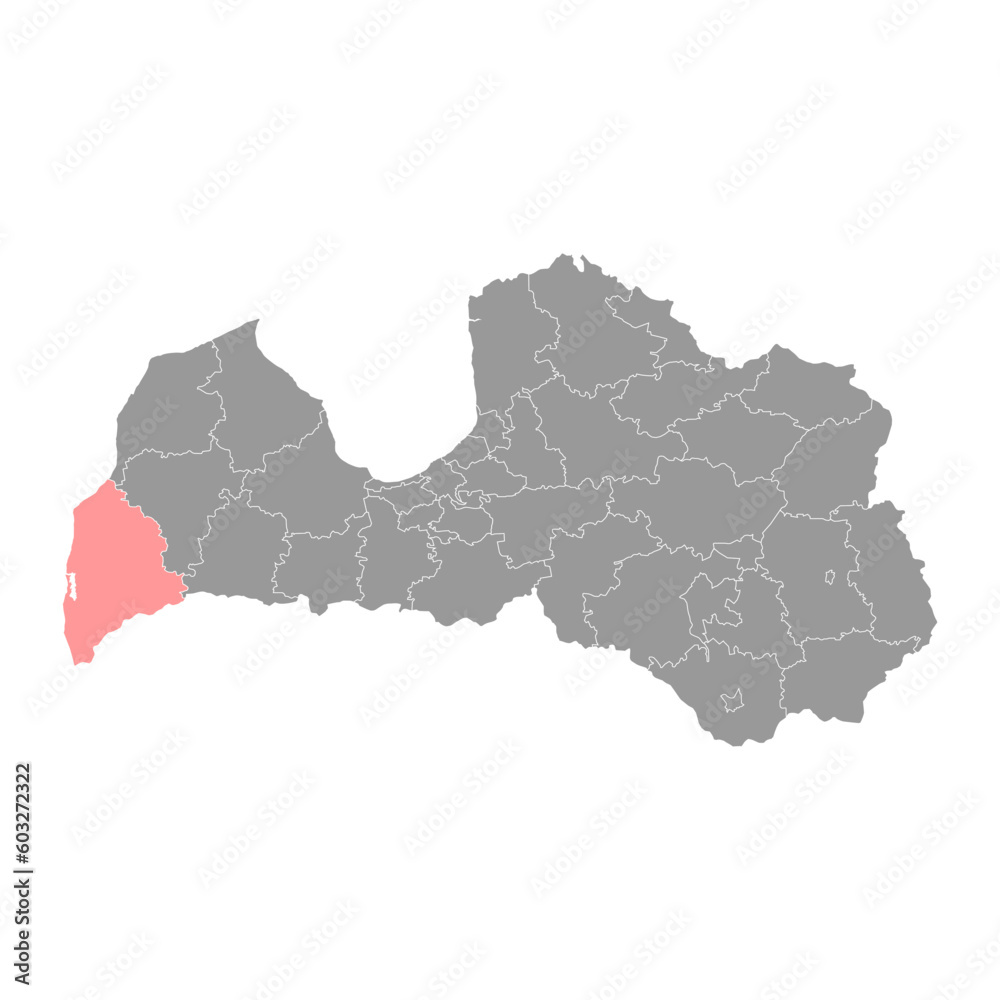 Liepaja district map, administrative division of Latvia. Vector illustration.