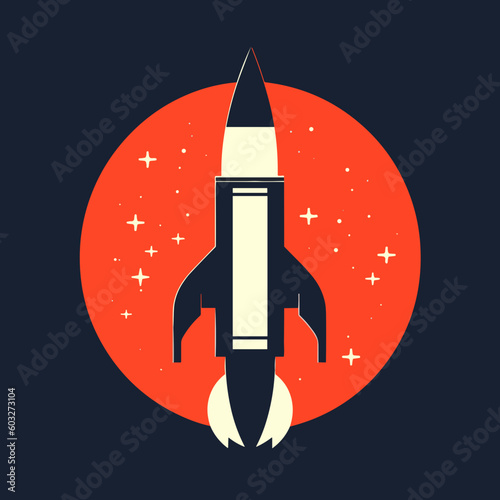 Space rocket logo minimalistic zen vector art