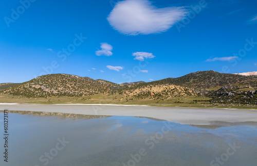 Fototapeta Naklejka Na Ścianę i Meble -  Yarisli Lake and an islet in Burdur, Turkey
