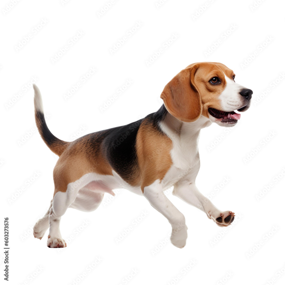 side view of animal dog running on transparent background, Generative Ai