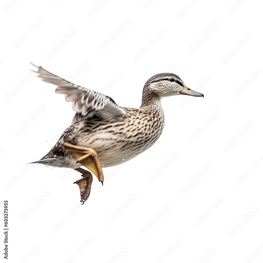 side view of animal duck running on transparent background, Generative Ai side view of animal duck running on transparent background, Generative Ai