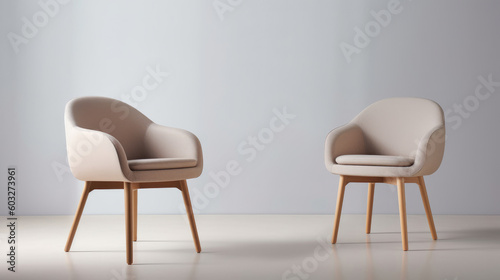chair design in a modern style. The chair features a unique silhouette with clean lines and a seamless  monochromatic finish