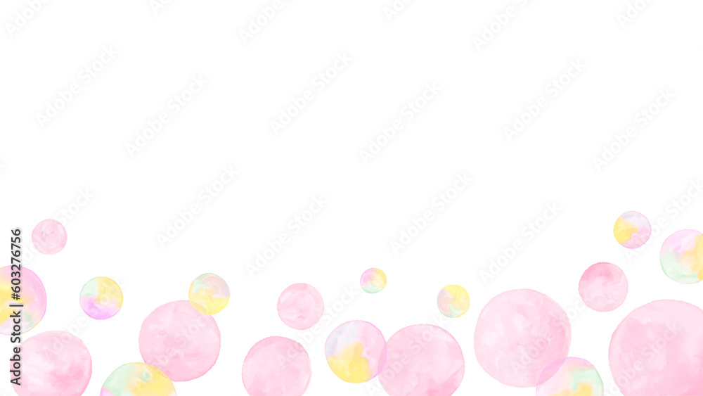 Clean gradient soap bubble background, simple and bright hand drawn watercolor illustration / きれいなグラデーションのシャボン玉の背景、シンプルで明るい手描きの水彩イラスト