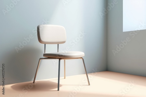 sleek and minimalist full body chair design takes center stage. The chair boasts a slender metal frame with a matte finish  accentuated by a cushioned seat and backrest