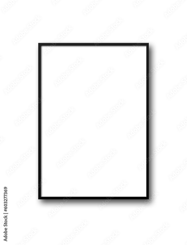 Black picture frame hanging on a white wall Black picture frame hanging on a white wall