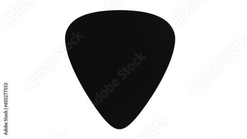 Black silhouette of guitar plectrum isolated on transparent background. Music concept. 3D render photo