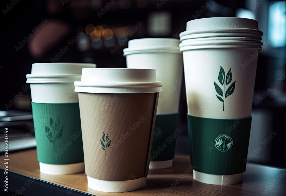 The concept of zero waste and recycling. Use of eco-friendly paper tableware and packaging made from biodegradable materials. created with Generative AI technology The concept of zero waste and recycling. Use of eco-friendly paper tableware and packaging made from biodegradable materials. created with Generative AI technology