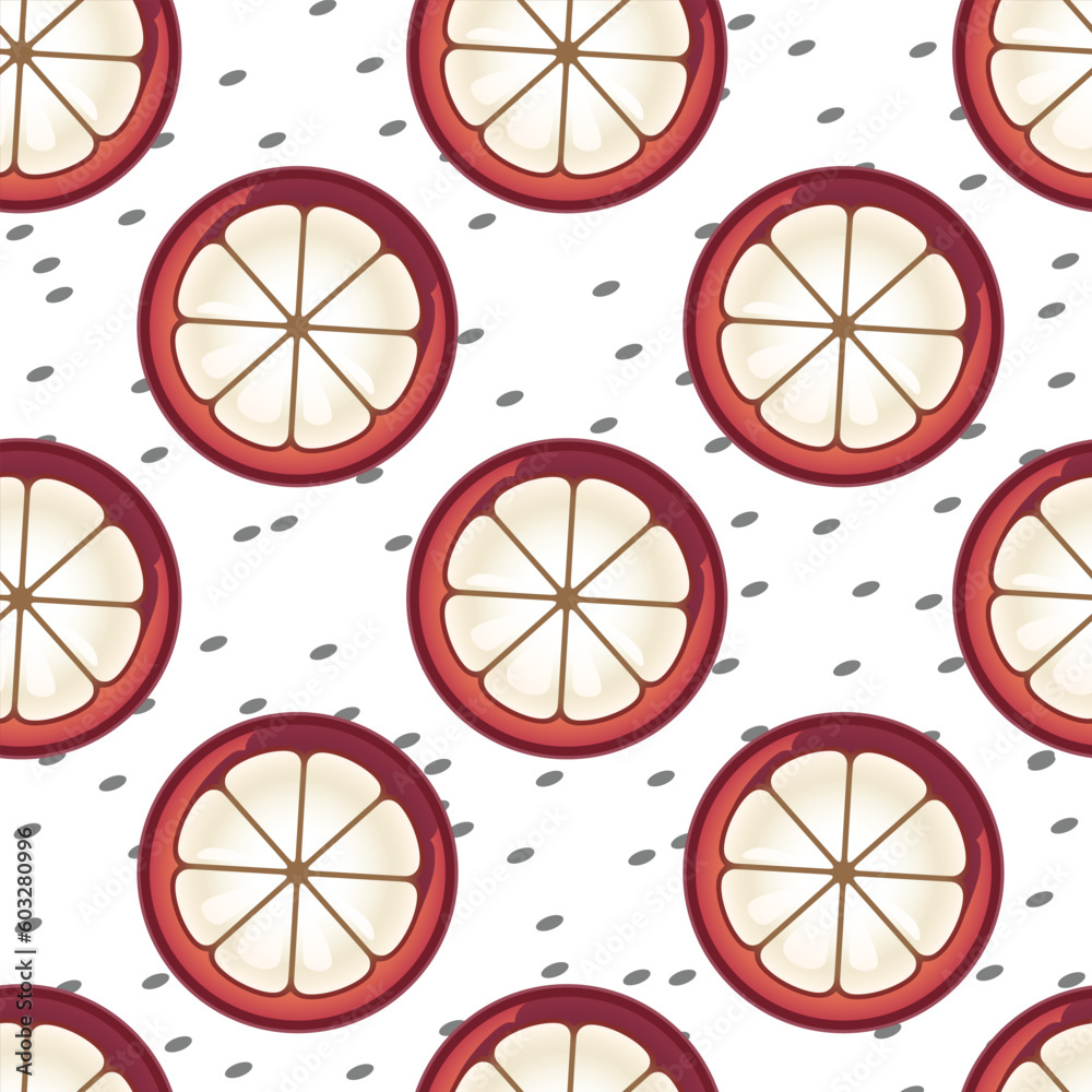 Vector slice of mangosteen fruits seamless pattern Vector slice of mangosteen fruits seamless pattern