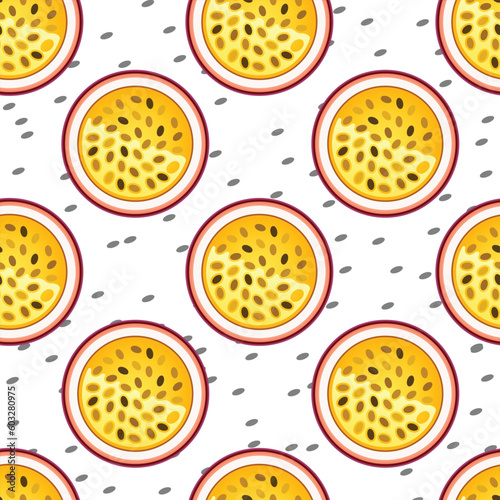 Vector slice of passion fruits seamless pattern