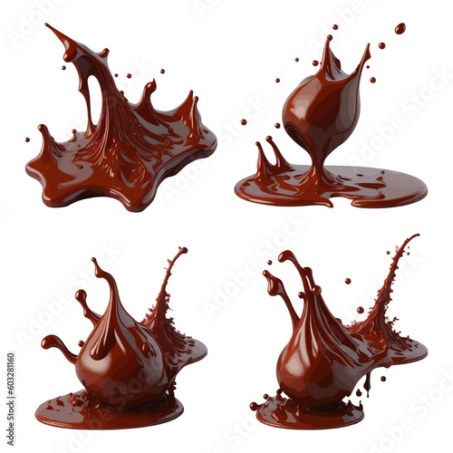 Set of 3D Chocolate Splash with Chocolate Bar