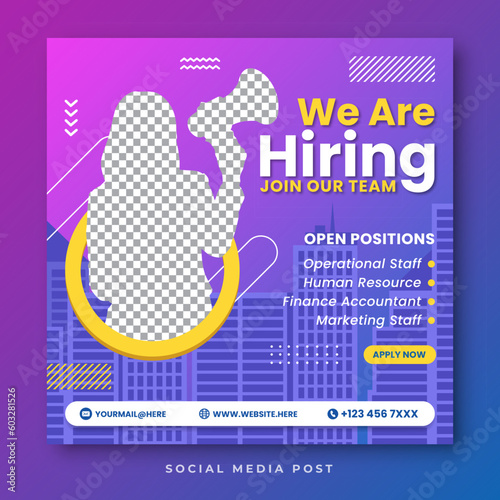 We are hiring. Join our team social media post template