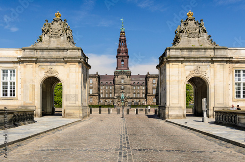 Marmorbrücke mit Schloss Christiansborg, dänisches Parlament, Slotsholmen, Kopenhagen, Dänemark