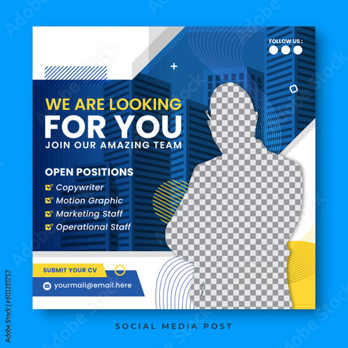 We are hiring. Staffing & recruiting social media post template