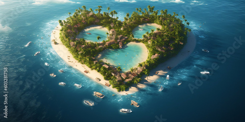 heart shaped island, generative ai © overrust