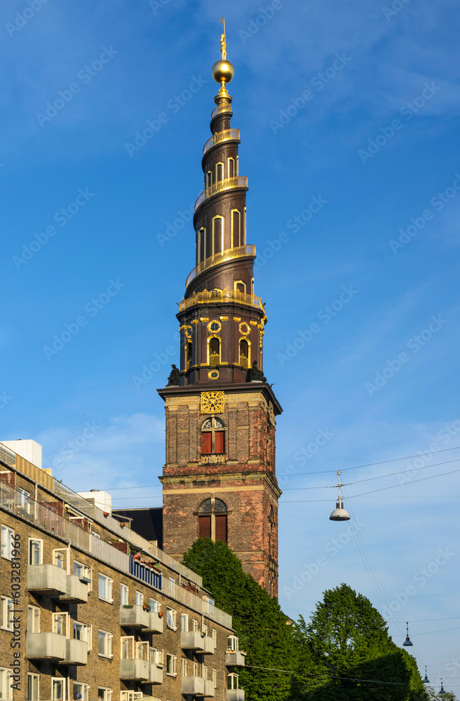 Turm der Erlöserkirche, Vor Frelsers Kirke, Christianshavn, Kopenhagen, Dänemark