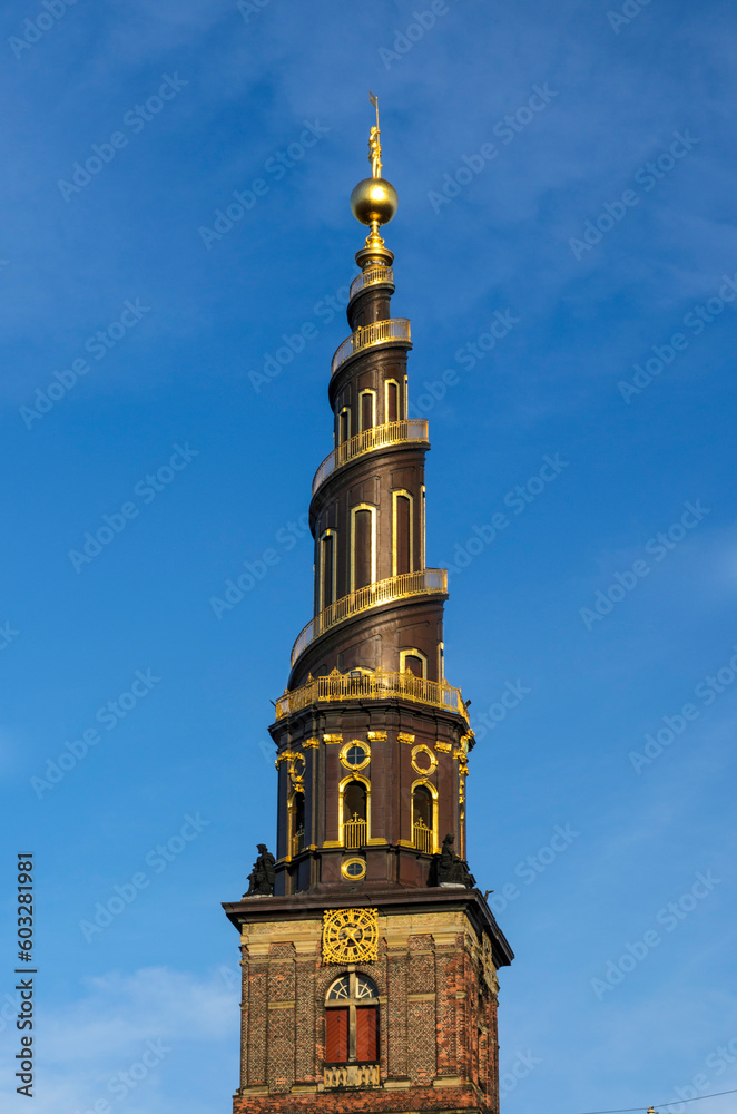 Turm der Erlöserkirche, Vor Frelsers Kirke, Christianshavn, Kopenhagen, Dänemark