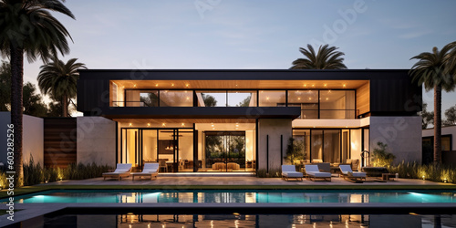 Serene Oasis: Luxury Residence with a Breathtaking Pool - Generative Ai