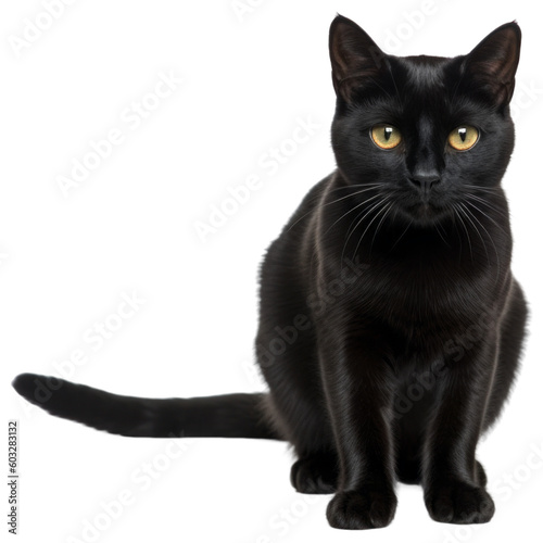 Black Cat. Isolated on transparent background. generative ai © ‎Fantastic-Stock