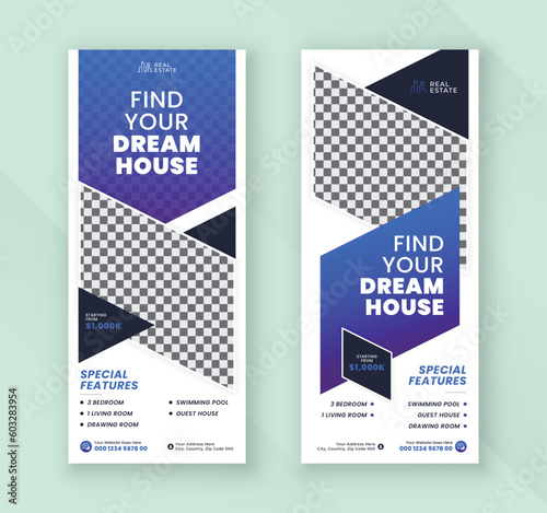 Real estate agency dream house roll up banner or pull up standee banner design template