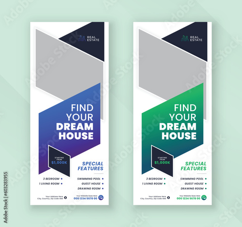 Real estate agency dream house roll up banner or pull up standee banner design template