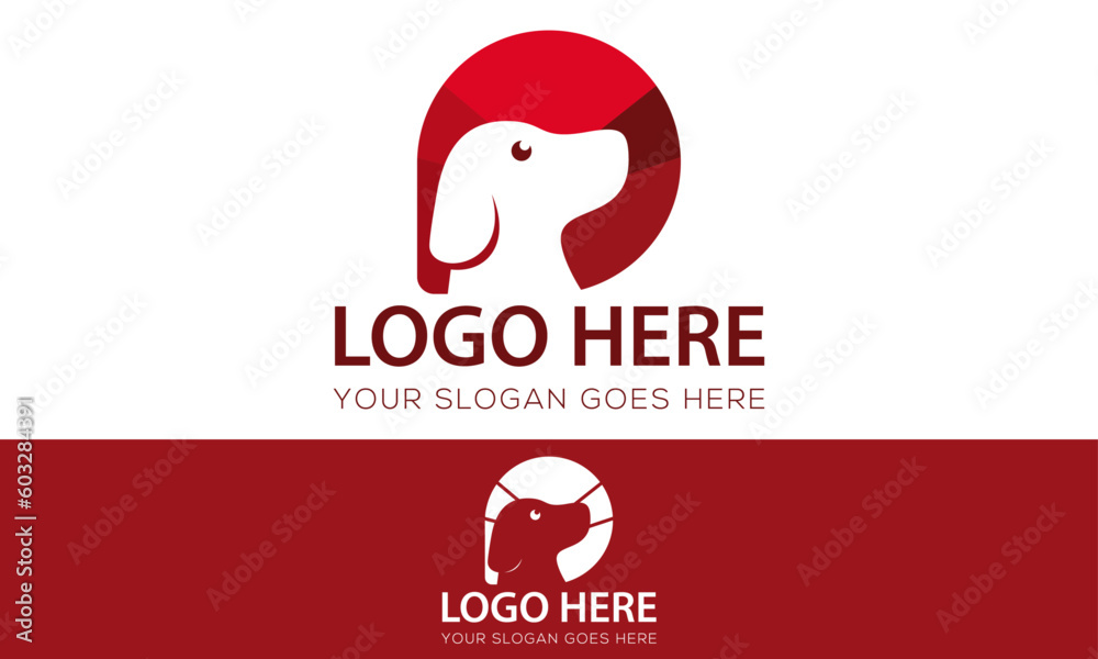 Red Color Initial Letter P Negative Space Dog Logo Design Red Color Initial Letter P Negative Space Dog Logo Design