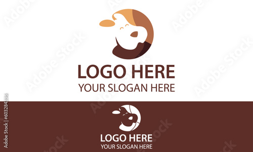 Brown Color Initial Letter O Negative Space Dog Logo Design