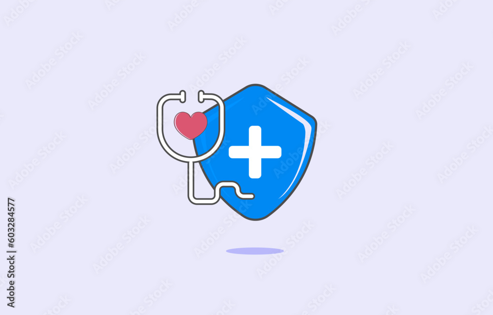 Obraz premium shield with stethoscope icon illustration