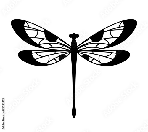 Vector dragonfly. Isolated object on white background. Silhouette flat illustration.