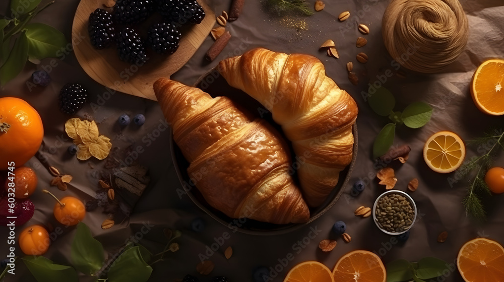 Fototapeta premium Delicious Croissant. Generative AI