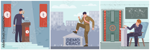 Dictatorship Politic Square Compositions