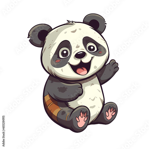 Smiling Panda Joy: A Delightful Cartoon Illustration with a Transparent Background
