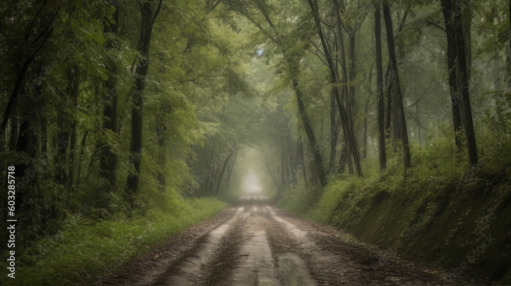 Fototapeta premium Road amidst trees in forest