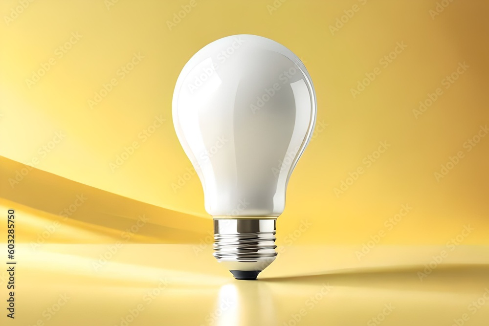 Light Bulb isolated on yellow Background, 3D render, Generative AI Light Bulb isolated on yellow Background, 3D render, Generative AI