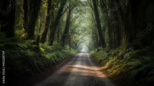 Road amidst trees in forest