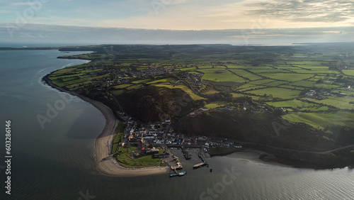 River Suir, Ireland - Aerial view of The Passage East Ferry across River Suir linking the villages of Passage East in Co. Waterford and Ballyhack in Co. Wexford photo