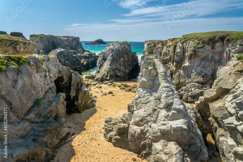 Rocks on the West coast of Quiberon peninsula, Morbihan, Brittany, France