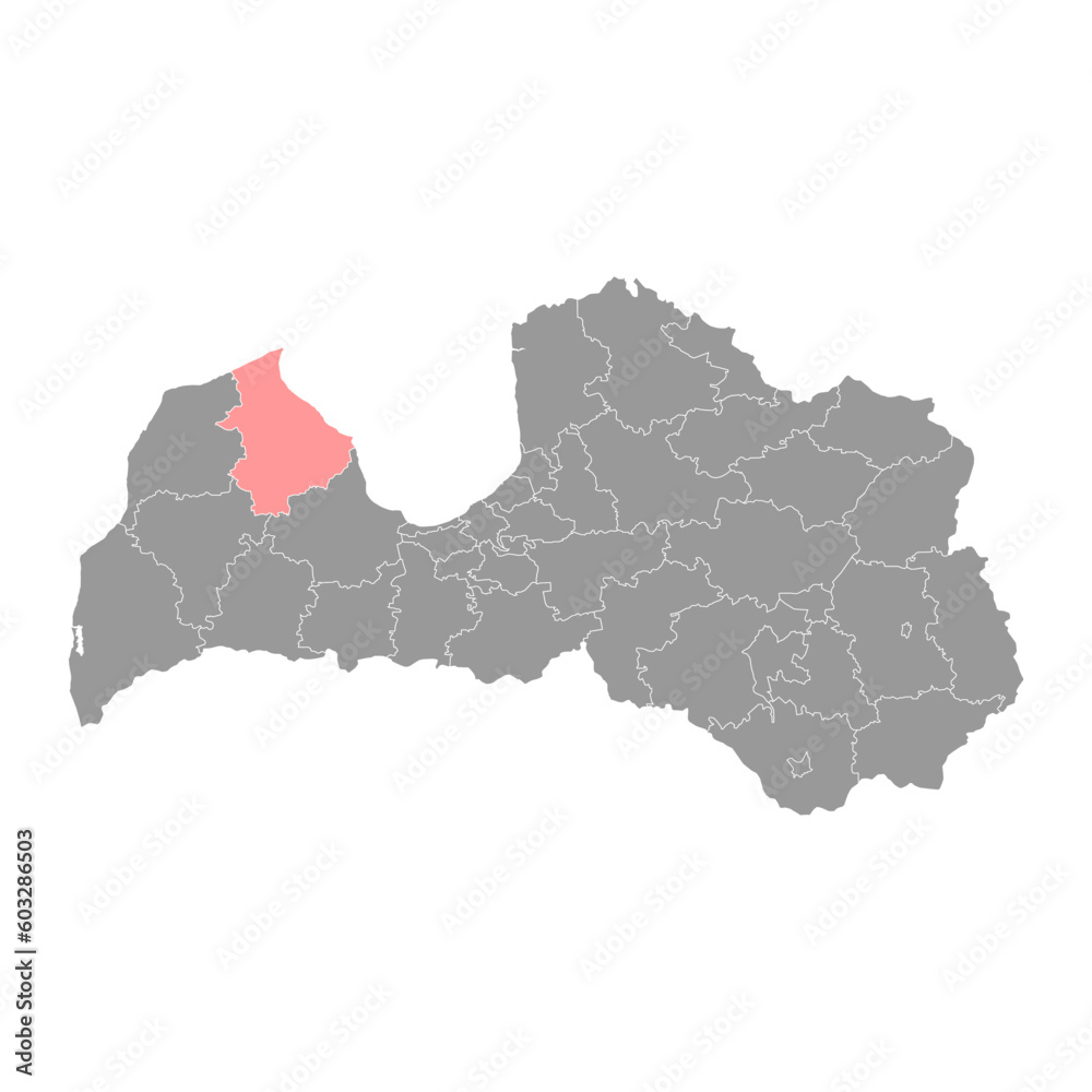 Talsi district map, administrative division of Latvia. Vector illustration.
