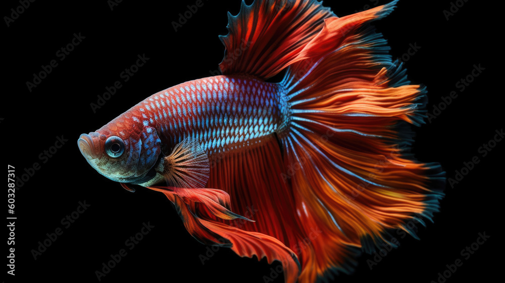 betta fish on black background