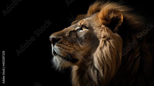 lion on black background