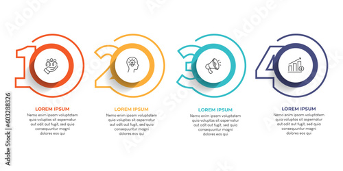 Steps business data visualization timeline process infographic template design with icons