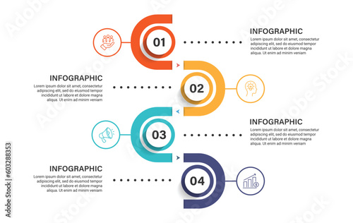Steps business data visualization timeline process infographic template design with icons