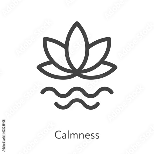 Outline style ui icons soft skill for business collection. Vector black linear illustration. Calmness. Lotus leaf relax and meditation practice symbol isolated on white. Design for corporate training