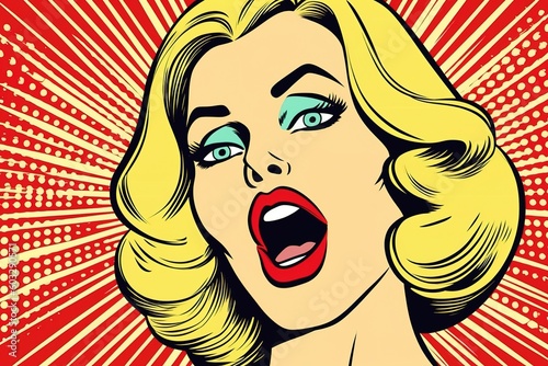 Woman face shout in comic pop art style illustration  generative ai