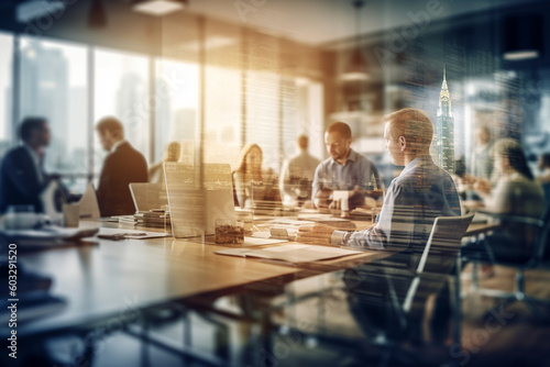 The essence of a productive business meeting in an office environment.Group of professionals coming together to exchange ideas, make decisions, and strategize for success. Ai generated