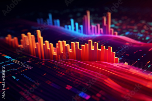 Data flow concept background, showcasing a mesmerizing symphony of information in vibrant shades of pink, purple, and blue. Ai generated